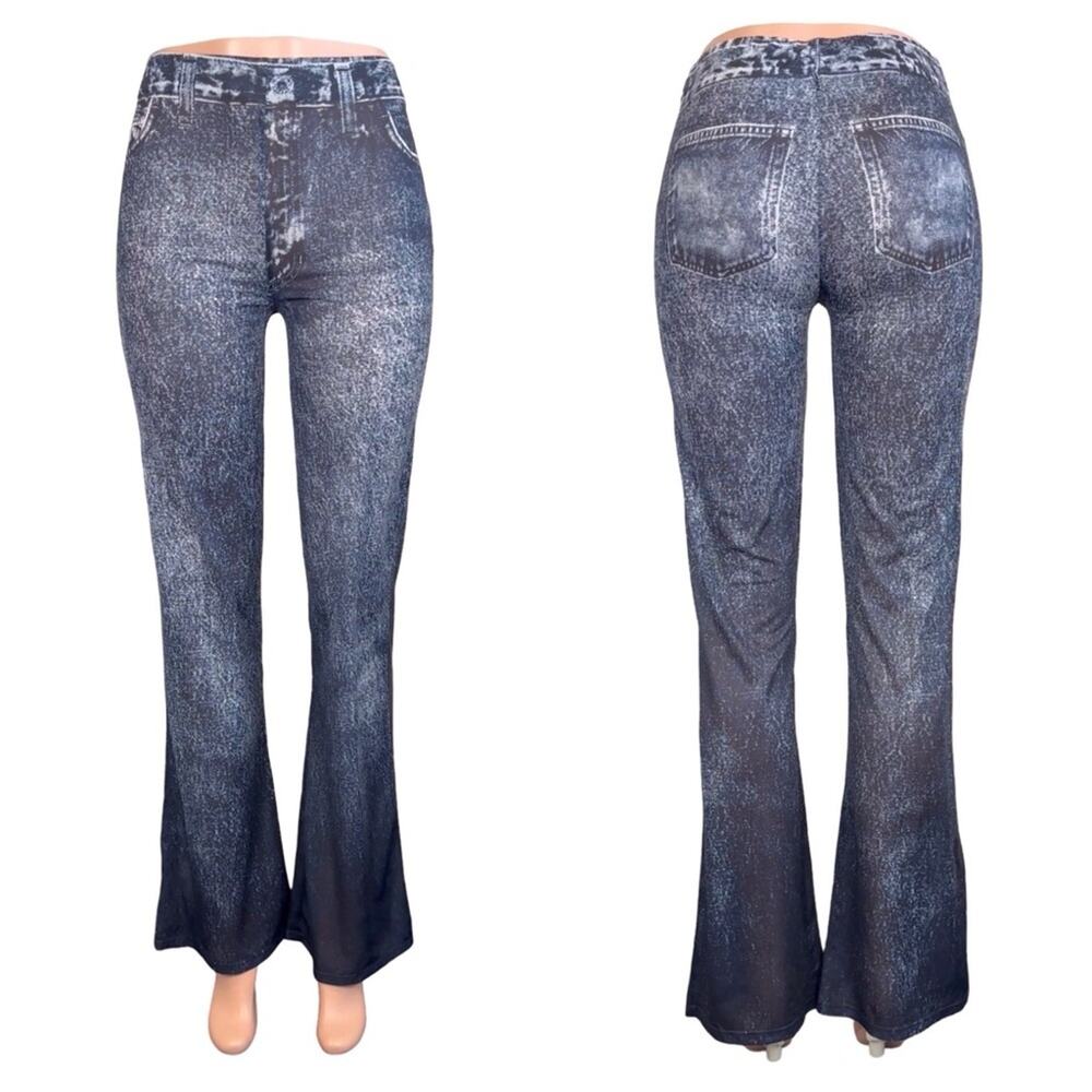 NWT Zara Denim Printed Pants Size S $59 - Picture 2 of 9